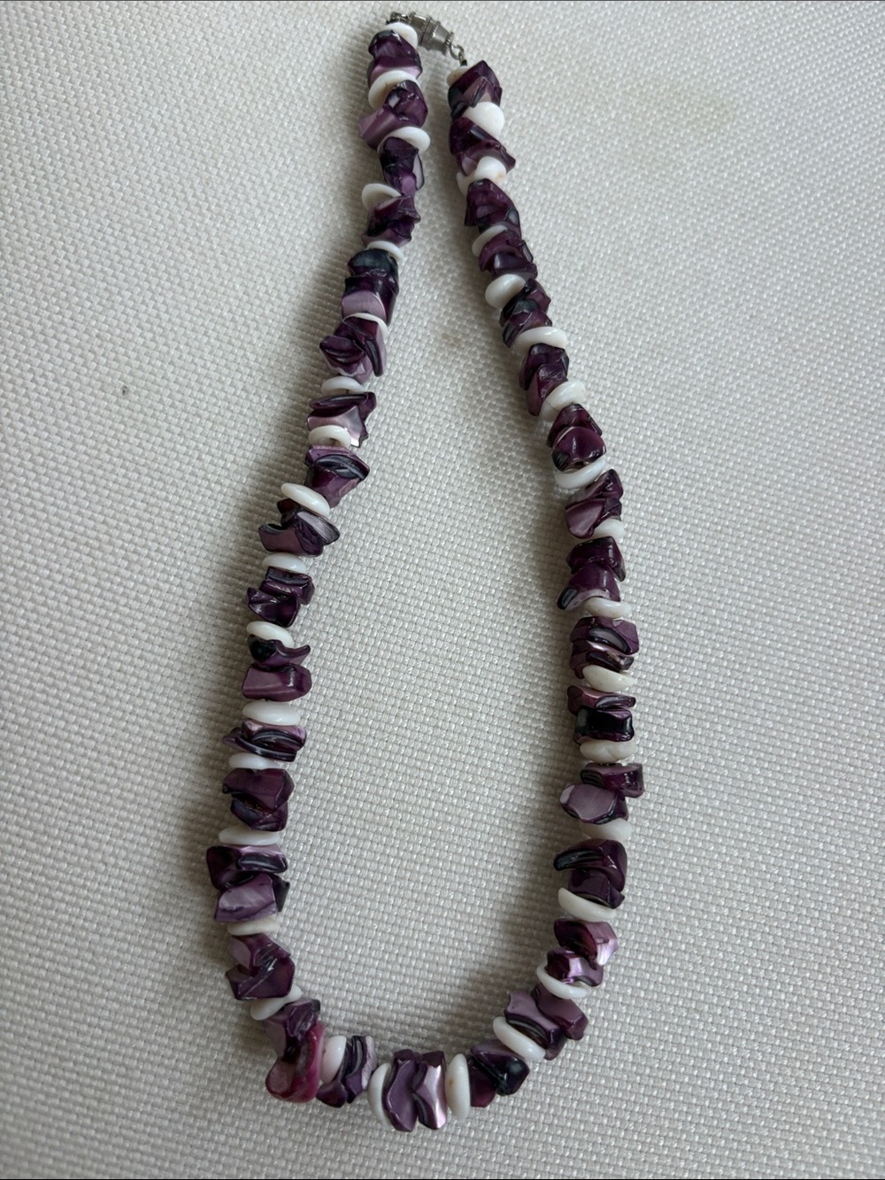 beautiful purple white shell necklace barrel clasp